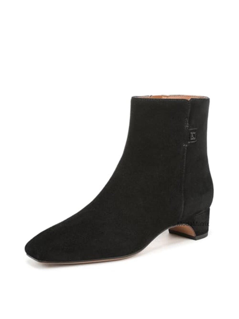 Suede Ankle Bootie Square Toe Block Heel Side Zip Casual
